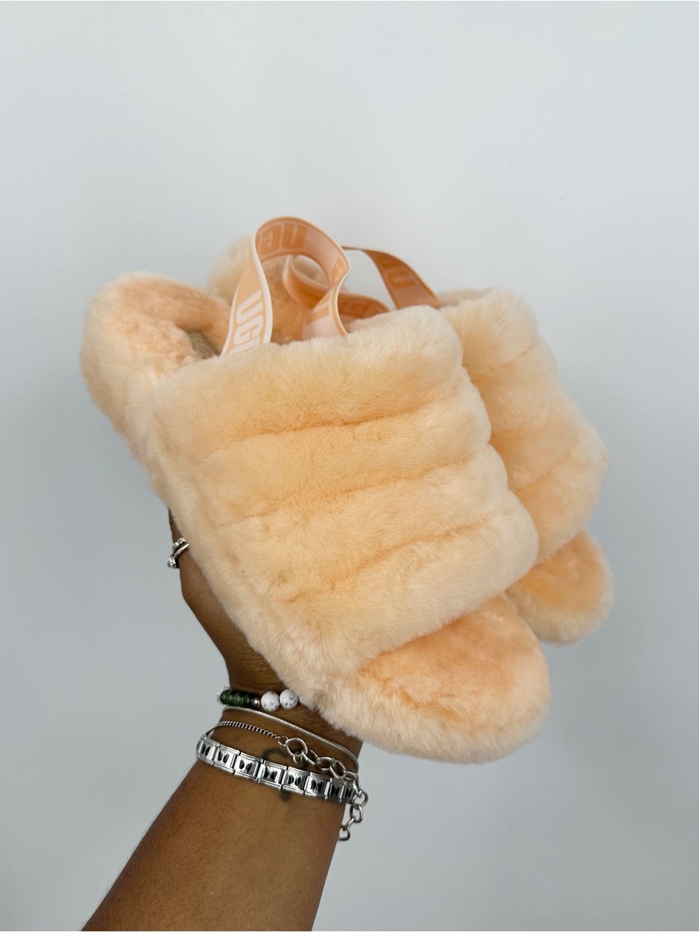 UGG Fluff Yeah Orange Open Toe Platform Fuzzy Sandals Women's Size 9